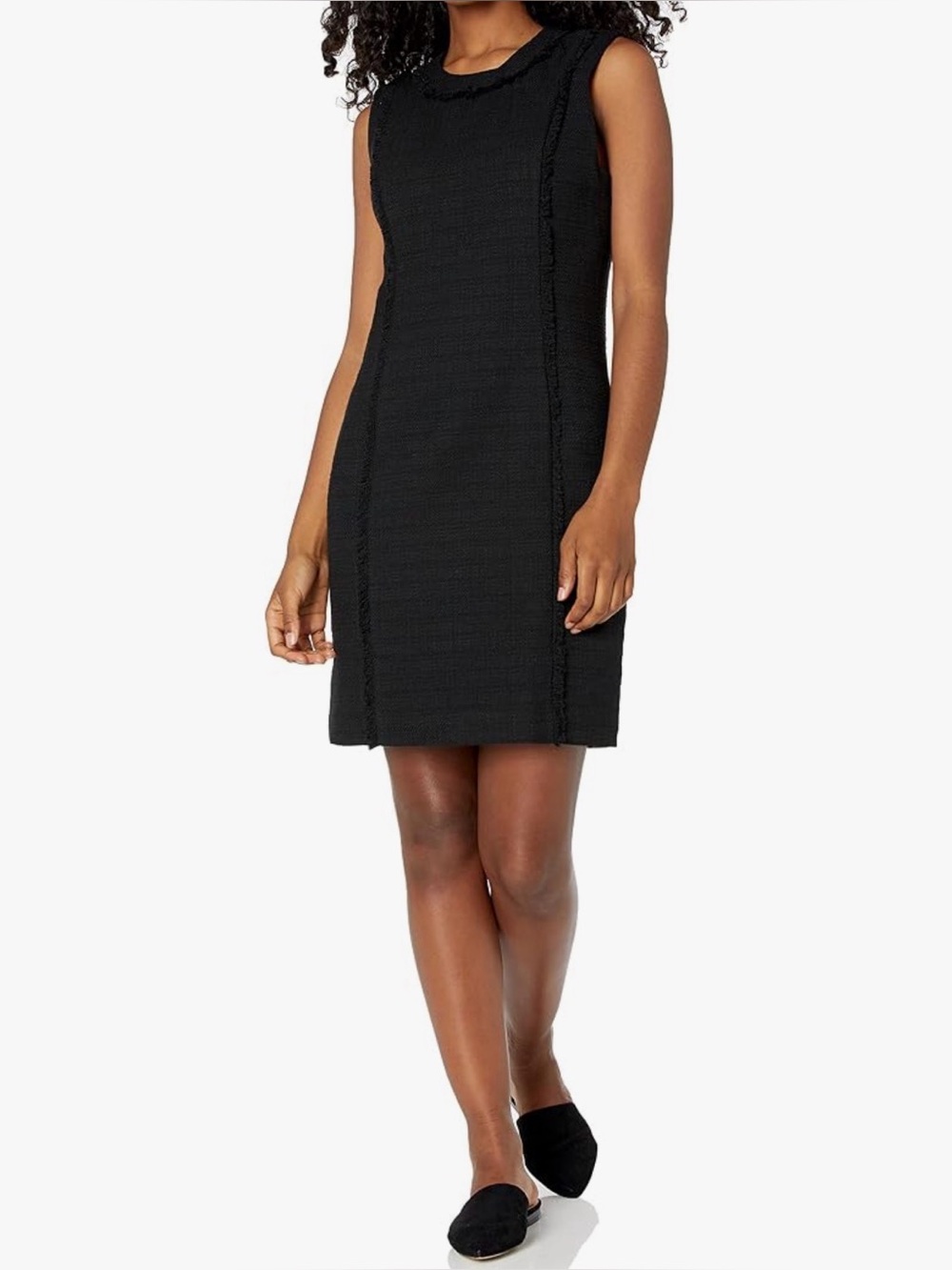 Karl Lagerfeld Women's Solid Tweed 8 Dress fringe office black career party work